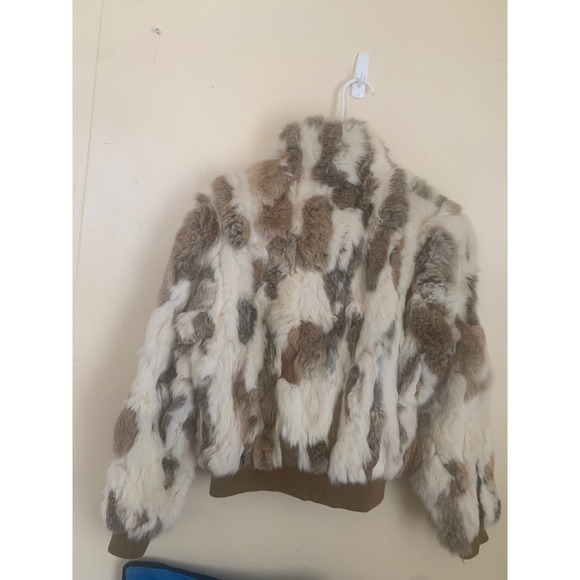 Wilsons Leather Maxima Rabbit Fur Jacket Brown Cream Women's Medium mobwife - Picture 5 of 5